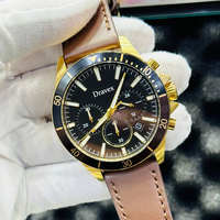 Montre Chronographe Homme Tendance en Gros, Cadran Pepsi Rouge et Bleu, Bracelet en Cuir, Étanche 100M, Montre-Bracelet Sport à Quartz pour Homme