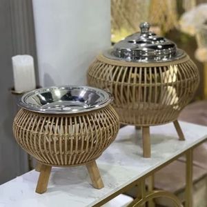 Servidor de buffet de plato de frotamiento de acero inoxidable clásico para fiestas Servicio de buffet de plato de frotamiento de acero inoxidable duradero - Product Image 1