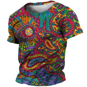 T-shirt d'été surdimensionné pour hommes Vêtements ethniques 3D Tees Tops Chemises à motifs imprimés Hip Hop Streetwear Colorful Tshirt 2025 - Product Image 4