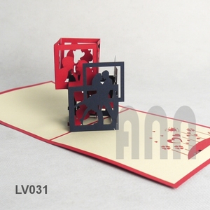 Love Cube 3D Pop up carte de voeux Couple créatif à la main papier creux cartes de sculpture - Product Image 6