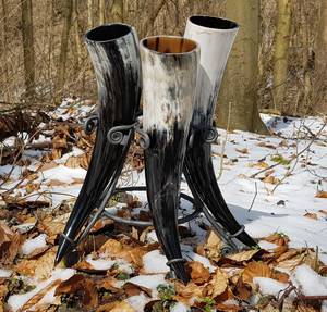 Cuerno de Búfalo Vintage Hecho a Mano, Conjunto de Cuerno para Beber, Punta de Metal Tallada con Estilo, Diseño Animal Grabado, Regalo de Navidad para Recuerdo - Product Image 6