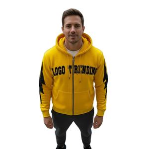 Custom Streetwear 100% Cotton Winter <b>Zip</b> <b>up</b> <b>Hoodie</b> with Distressed Embroidery Patch Cut Sew Applique and Acid Washed Finish - Product Image 3