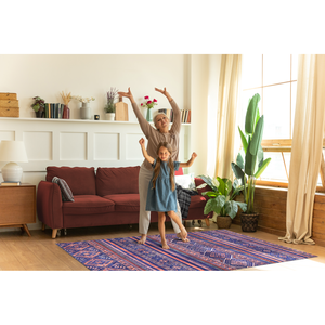 Tapis lavable à motif floral violet moderne Netline Home Depot série 1322M - Product Image 3