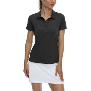 Camiseta Polo de algodón 100% de alta calidad para mujer, Camiseta ajustada con cuello en V, estilo informal de punto transpirable con logotipo estampado escalonado - Product Image 6