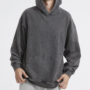 Haute qualité personnalisé blanc hommes lourd 100% coton pierre lavage à l'acide pull sweat à capuche homme coton mélangé - Product Image 4