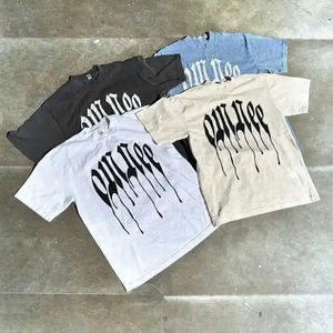 2025 logotipo personalizado gráfico algodón Crew Ne corto Sve camisetas pesado de gran tamaño Boxy Fit pantalla impresa para la técnica de lavado de los hombres - Product Image 2