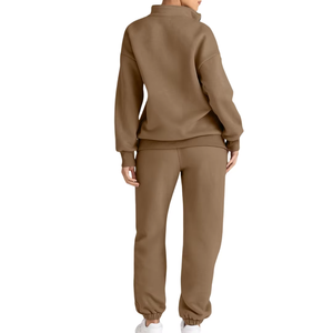 Ensembles de mode pour femmes à la mode Logo personnalisé survêtement d'hiver survêtements décontractés respirant col montant 100% coton écologique - Product Image 2