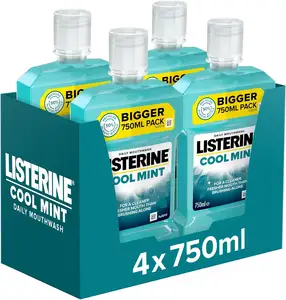 Listerine Essentials kühles Minz-Mundwasser 750 ml (Verpackung mit 4)