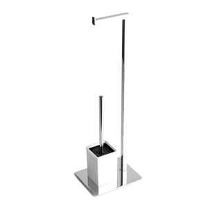 Lámpara de pie cromada con soporte para escobilla de inodoro, categoría de producto premium - Product Image 1