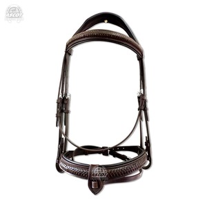 Brida de Carreras de Caballos de cuero puro al por mayor, accesorios SS duraderos, color negro marrón, ecuestre - Product Image 2