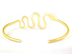 Brazalete Hecho a Mano con Forma de Serpiente Chapado en Oro de 14k, Joyería de Diseño Chapada en Oro de 18k - Product Image 6