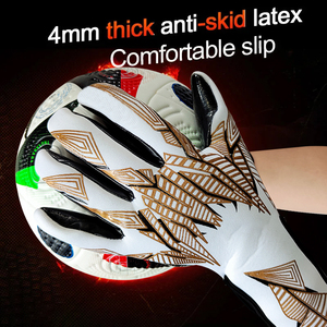 Gants de gardien de but de football en cuir professionnel avec utilisation en extérieur, poignet réglable, paume résistante aux chocs et forte adhérence - Product Image 5