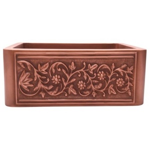 Évier de ferme de cuisine en cuivre antique martelé à bol unique de luxe avec évier de calibre 16 d'épaisseur - Product Image 4