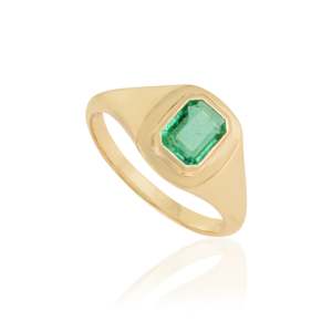 Bague signet en platine pour homme avec diamant taille émeraude - Product Image 6