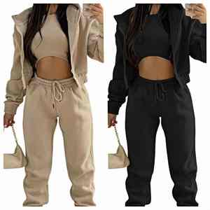 เสื้อผ้าแฟชั่นผู้หญิงชุดวอร์มชุดลำลอง3ชิ้นชุดวิ่งขนแกะสำหรับผู้หญิงชุดระบายอากาศได้ดี - Product Image 1