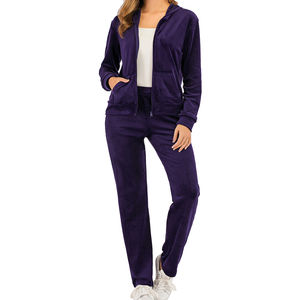 Custom Logo Cotton Hoodie Velvet Zipper Track Suit <b>Tracksuit</b> Sweatsuit Set <b>Velour</b> Lady <b>Tracksuit</b> for <b>Women</b> - Product Image 6