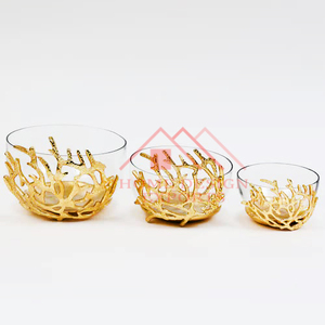 Petit bol en verre avec supports en métal pour la décoration de la maison/Mini bol en verre avec supports en métal/nouveau bol en verre de crème glacée - Product Image 4