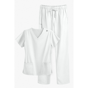 Conjuntos médicos elásticos para mujer, Top con cuello en V, cintura elástica, uniforme de pantalón, enfermería, personalizable, OEM, venta al por mayor, conjuntos de uniformes médicos - Product Image 1