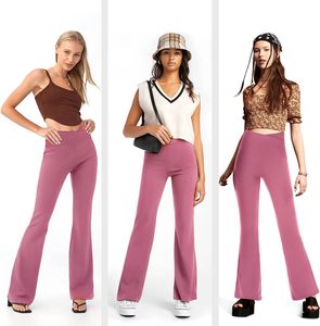 Venta al por mayor de las mujeres de cintura alta Flare Jogger pantalones transpirables suaves anchos rectos pierna Cargo pantalones de chándal XL tamaño para la venta - Product Image 4