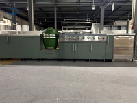 Cuisine Modulaire Extérieure Personnalisée en Acier Inoxydable avec Évier, Robinet, Porte Vitrée, Prête à l'Emploi, Moderne et Ignifuge