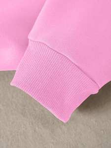 Casual Winter Streetwear Oversized Sweatshirt Light Pink Crewneck Pullover Unisex Heavyweight Fleece Drop Shoulder Loose Fit Top - Product Image 4