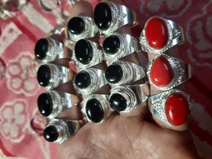 Anillo de gemas de varios colores naturales de plata de ley hecho a mano 8X12mm conjunto de bisel de forma mixta para conjunto de joyería de moda para regalo de aniversario - Product Image 5