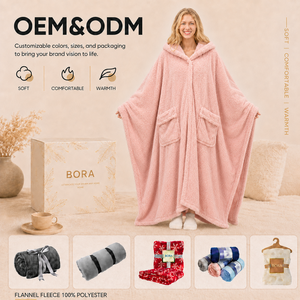Poncho couverture pour femme, couverture <span class=keywords><strong>polaire</strong></span> à capuche portable pour <span class=keywords><strong>adulte</strong></span>, châle poncho d'hiver comme cadeau pour maman - Product Image 1