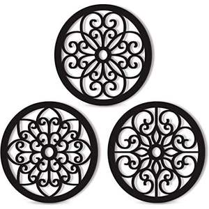 Salvamanteles Clásico de Hierro/Metal con Diseño Floral, Forma Personalizada, Alfombrillas y Protectores Negros para Sartenes y Ollas Calientes, Resistentes al Calor para Mesa de Comedor - Product Image 6