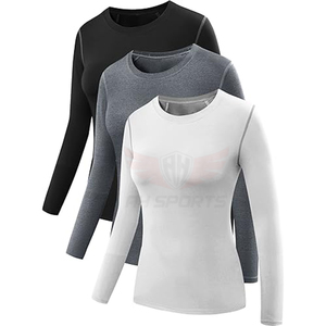 Camisetas de compresión de manga larga para mujer personalizadas-Paquete de 3 camisetas para correr atléticas para yoga Fabricante Exportador Proveedores para correr yoga - Product Image 2