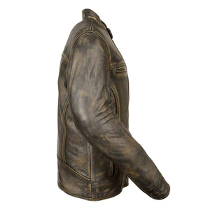 Nueva llegada gran oferta Cafe Racer Biker Casual moda Real cuero de vaca chaqueta de los hombres - Product Image 6