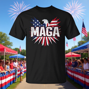 T-Shirt Unisex con Bandiera Americana e Aquila Patriottica, Girocollo, Manica Corta, Abbigliamento Promozionale Premium - Product Image 3