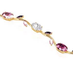 Jeulia Blossom Tulip Alloy <b>Bracelet</b> with Oval Marquise Cut <b>Stone</b> for Party - Product Image 3