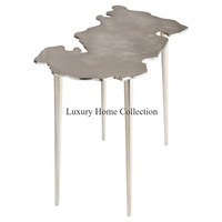 Dessus de table d'appoint en acier inoxydable couleur or avec base en marbre de forme carrée Meubles de décoration pour la maison et le restaurant faits à la main
