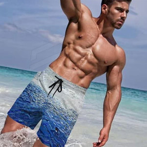 Pantalones cortos de secado rápido ecológicos de verano para hombre, 100% algodón, bolsillos con cordón, estilo callejero sólido, tejido no tejido para la playa - Product Image 5