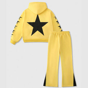 2025 hommes personnaliser Logo impression décontracté à manches longues goutte épaule à capuche et pantalons de survêtement évasés pour unisexe survêtement - Product Image 2