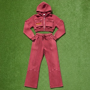 Conjunto Deportivo de Invierno Personalizado para Mujer, Pantalones Deportivos de Color Sólido de Alta Calidad, Conjunto de Dos Piezas con Sudadera con Capucha y Pantalones Jogger de Felpa Francesa - Product Image 2