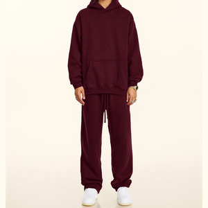 Custom Hoodie and Sweatpants Set Tracksuit Men Boxy Fit Cropped Double Zipper Thick Cotton Heavy Weight Tracksuits - Product Image 2