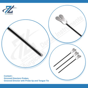 Grcoved Directors Sondas con punta y lazo de lengua 13,0 cm Director ranurado dental con sonda Instrumentos quirúrgicos dentales Pakistán - Product Image 4