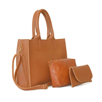 Tas Selempang & Tas Tangan Kulit Asli Wanita Cantik dengan Ritsleting, Tahan Air, Lembut, Awet, Kapasitas Besar, Set Dompet