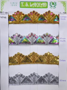 ผ้าโพลีเอสเตอร์เนื้อนุ่ม ปักลายด้วยด้ายเมทัลลิก ประดับด้วยเลื่อมและคริสตัล ผิวสัมผัสเรียบลื่น เหมาะสำหรับชุดเจ้าสาว ตกแต่งเลเฮนกา ขายส่งจำนวนมาก TSL 9 - Product Image 4