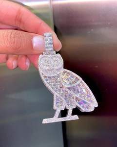 Colgante Clásico de Plata de Ley con Diamante Blanco Auténtico, Chapado en Oro, para Niños y Hombres, Ideal para Fiestas y Bodas - Product Image 1