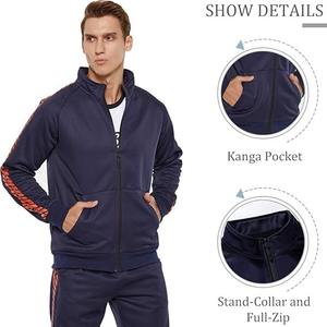 Chándal atlético de 2 piezas para hombre, chándal informal con cremallera completa para correr, conjunto de entrenamiento deportivo, ropa deportiva - Product Image 3