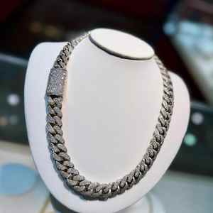 Moissanite 14mm diamant taillé en argent sterling 925 chaîne à maillons cubains Hip Hop glacé plaqué rhodium pour mariages fêtes style Miami - Product Image 4