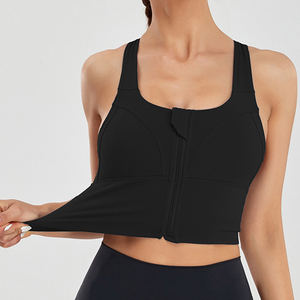 Soutien-gorge de sport actif en nylon et élasthanne grande taille, vêtements de fitness, soutien-gorge de sport pour la course à pied pour femmes, soutien-gorge à impact élevé avec fermeture éclair sur le devant - Product Image 3