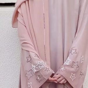 Elegante modesta estrella bordada Abayas Formal estilo Dubai vestidos transpirables ropa musulmana tradicional trabajo a mano - Product Image 1