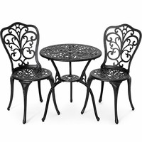 Ensemble bistro 3 pièces en fonte d'aluminium pour l'extérieur Ensemble bistro pour patio Table et chaises de patio Lot de 2 avec trou pour parasol