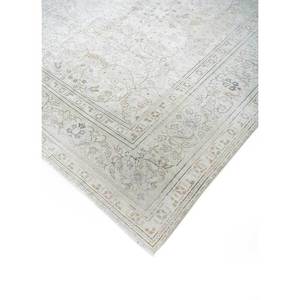 Tapis en laine noué à la main vintage ivoire Pae-793 à motif médaillon et abstrait pour l'entrée, le couloir et le salon des adolescents - Product Image 2