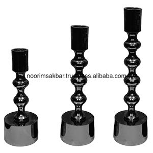 Bougeoir en aluminium noir de luxe fait à la main parfait pour la décoration de table et de mariage bougeoir décoratif en vrac pour la maison - Product Image 4