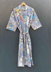 Kimono de algodón con estampado de animales, cinturón, tela absorbente transpirable, ropa de casa perfecta para verano y otoño, uso en Spa, informal, relajado, diario - Product Image 2