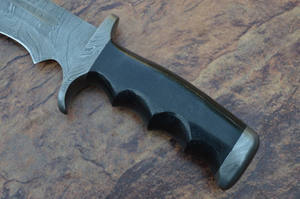 Custom Handmade Damascus Steel Hunting Bowie Knife with Horn Handle and <b>Leather</b> Sheath OEM Support by Knives Maker. - Product Image 5